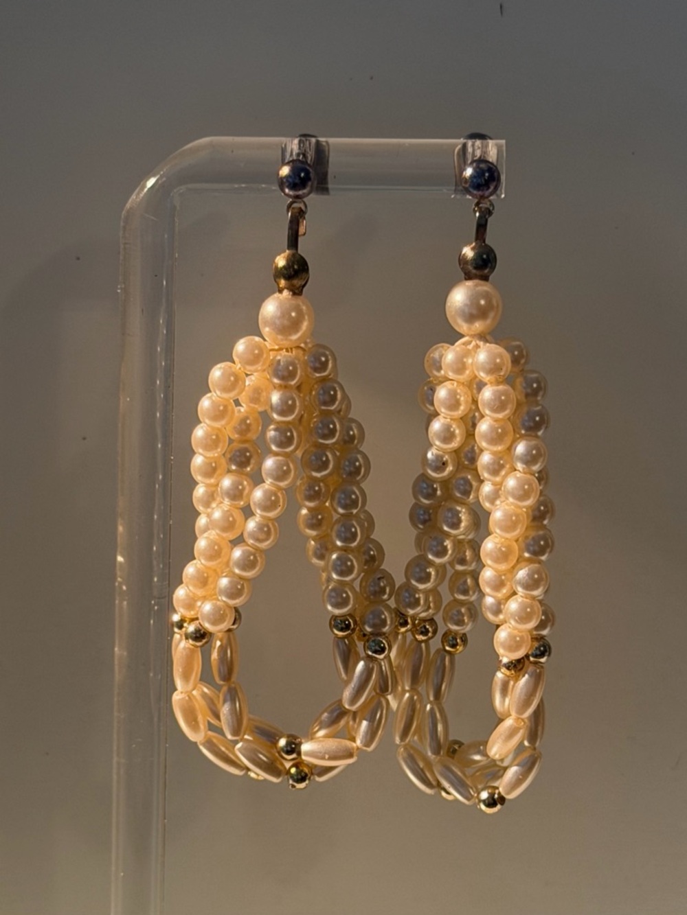 Vintage faux Pearl Beaded Loop Drop Earrings